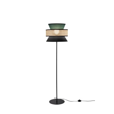 Bodenpfosten für Pavillon aus grünem, schwarzem und naturbelassenem Rattan, 1 x E27, Durchmesser 40 x 145 cm