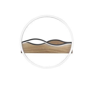 Runde LED-Deckenleuchte im Hawaii-Stil, Schwarz/Holz, 36 W, 4605 lm, Farbtemperatur 40 x 6,8 cm
