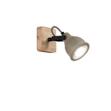 Spot individuel gris et bois avec ampoule GU10 | Mondialshop