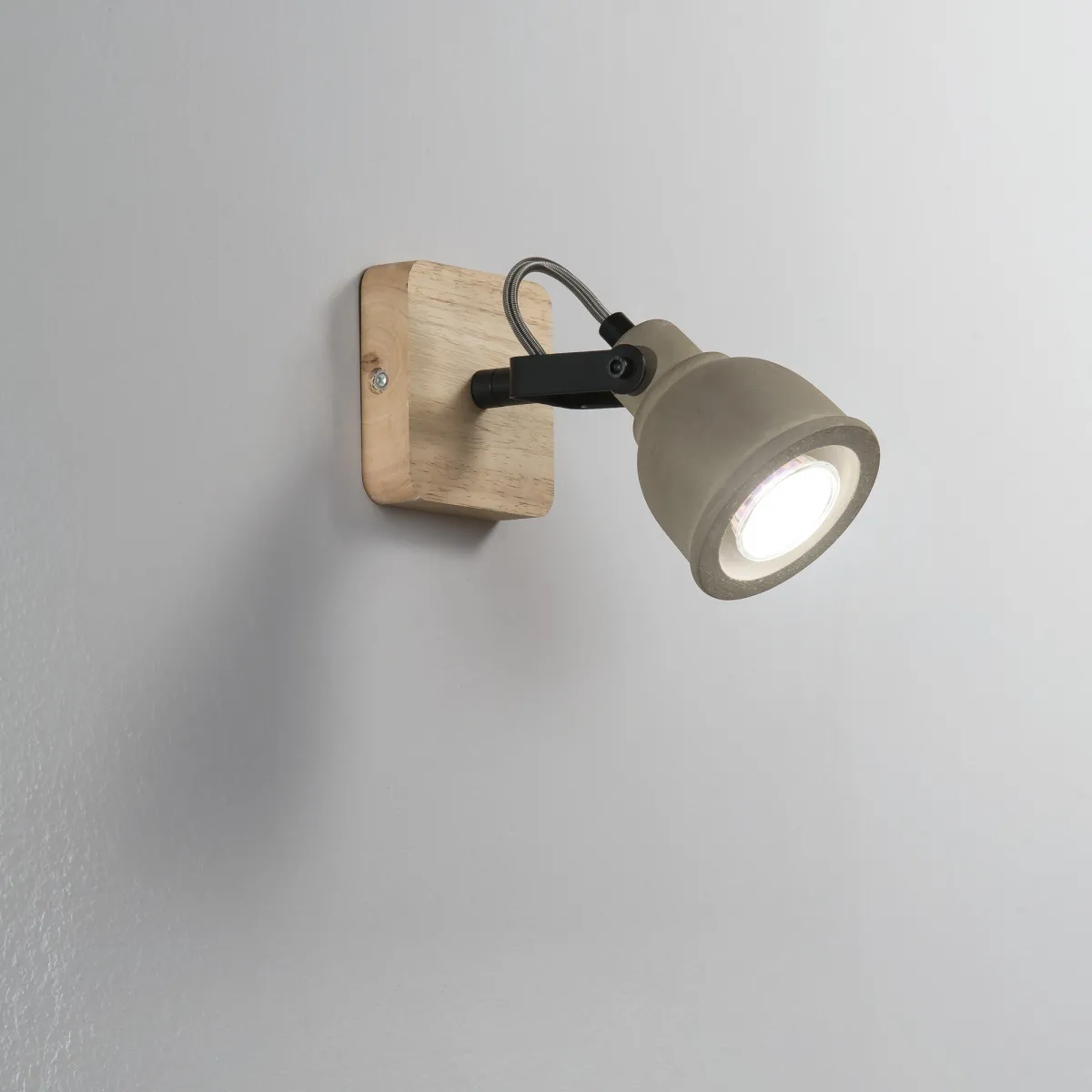 Applique Spot Singolo Grigio e Legno GU10 | Mondialshop