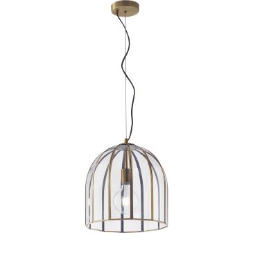Suspension Chester transparente/laiton 1XE27 30X30X127CM