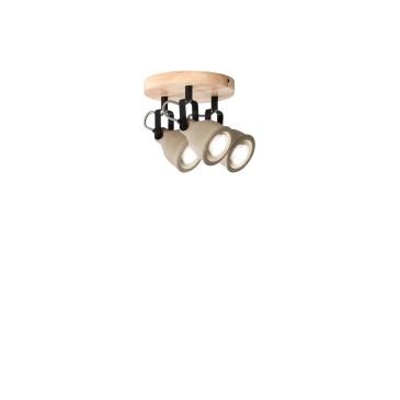 PLAFONIERA KISA GRIGIA/LEGNO 3XGU10 20X20X20,3CM