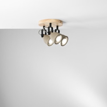 Plafonnier KISA gris/bois 3...