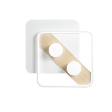 Plafonnier LED Cricket blanc/bois 40W 4540lm CCT 50x40x8cm