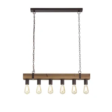 Suspension en bois Texas 6XE27 80X10X135CM