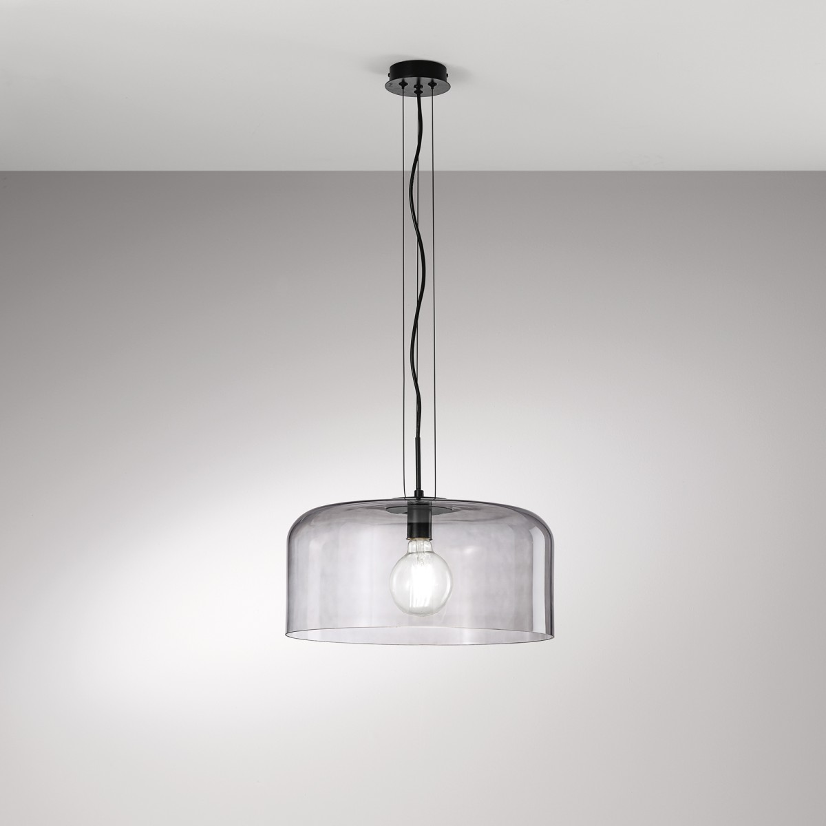 Suspension Gibus fumée 1XE27 40X40X150cm