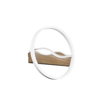 Runde LED-Deckenleuchte im Hawaii-Stil, Weiß/Holz, 36 W, 4605 lm, 40 x 6,8 cm