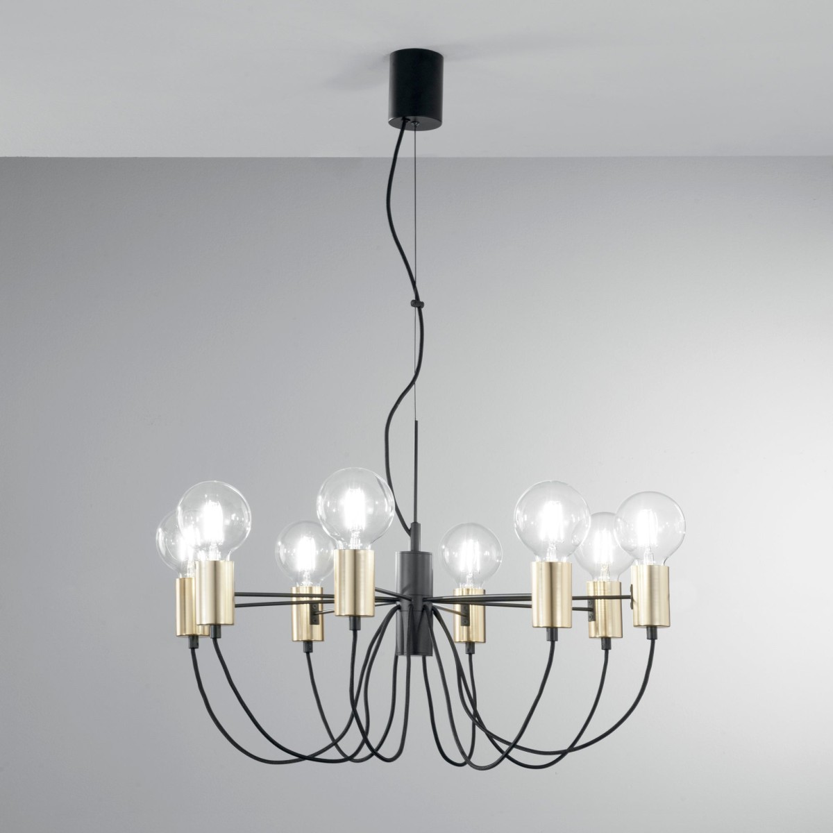 SOSPENSIONE AXON NERA/ORO 8XE27 66X7,5X143CM