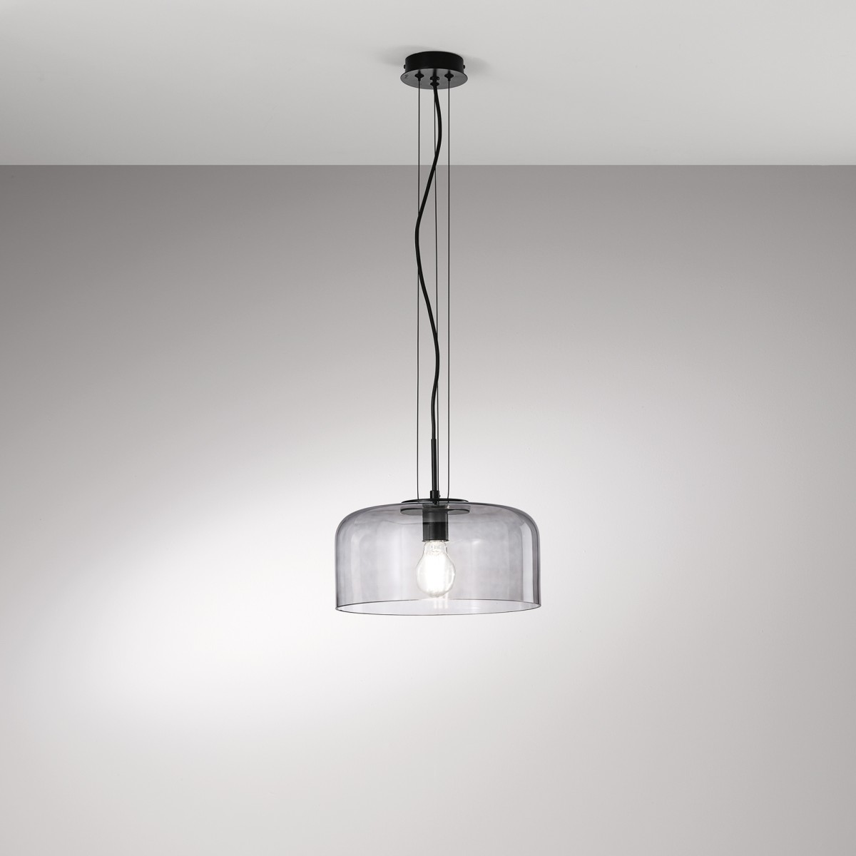 SUSPENSION GIBUS SMOKE 1XE27 30X30X150CM