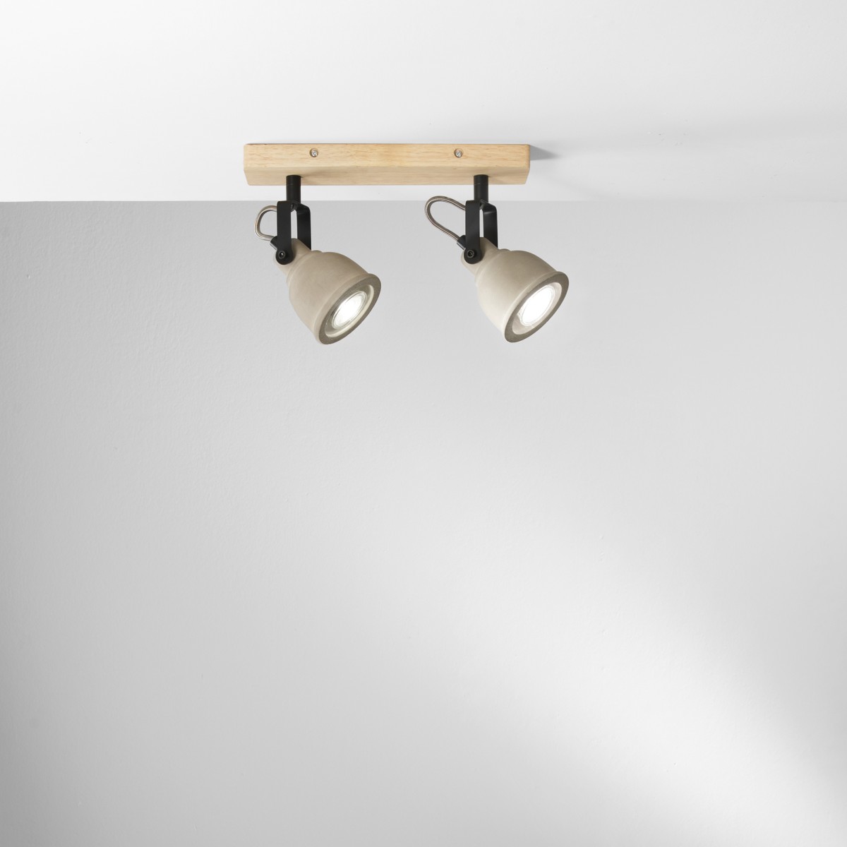 Applique Moderna 2XGU10 Grigio e Legno | Mondialshop