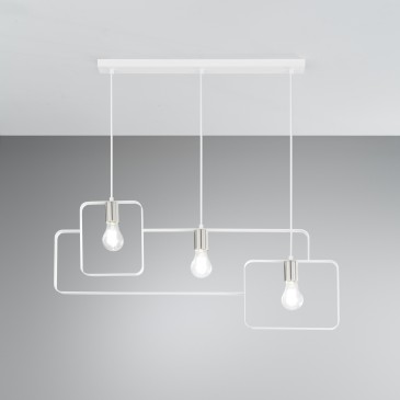 SUSPENSION SMITH BLANC/NICKEL 3XE27 88,5X150CM