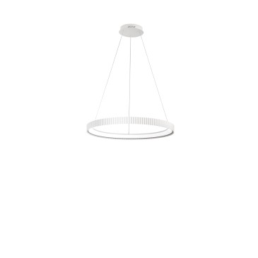 Weiße Nike LED-Hängeleuchte aus Metall, 58 W, 8470 lm, DIP-CCT 2700 K/3200 K/4000 K, Durchmesser 69,5 cm x Höhe 150 cm