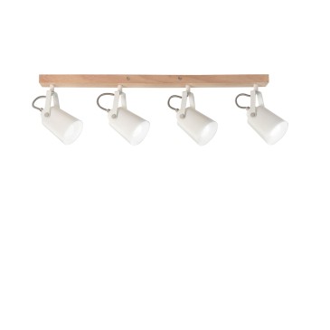 Moderne Wandleuchte 4xE14 in Weiß und Holzoptik | Mondialshop