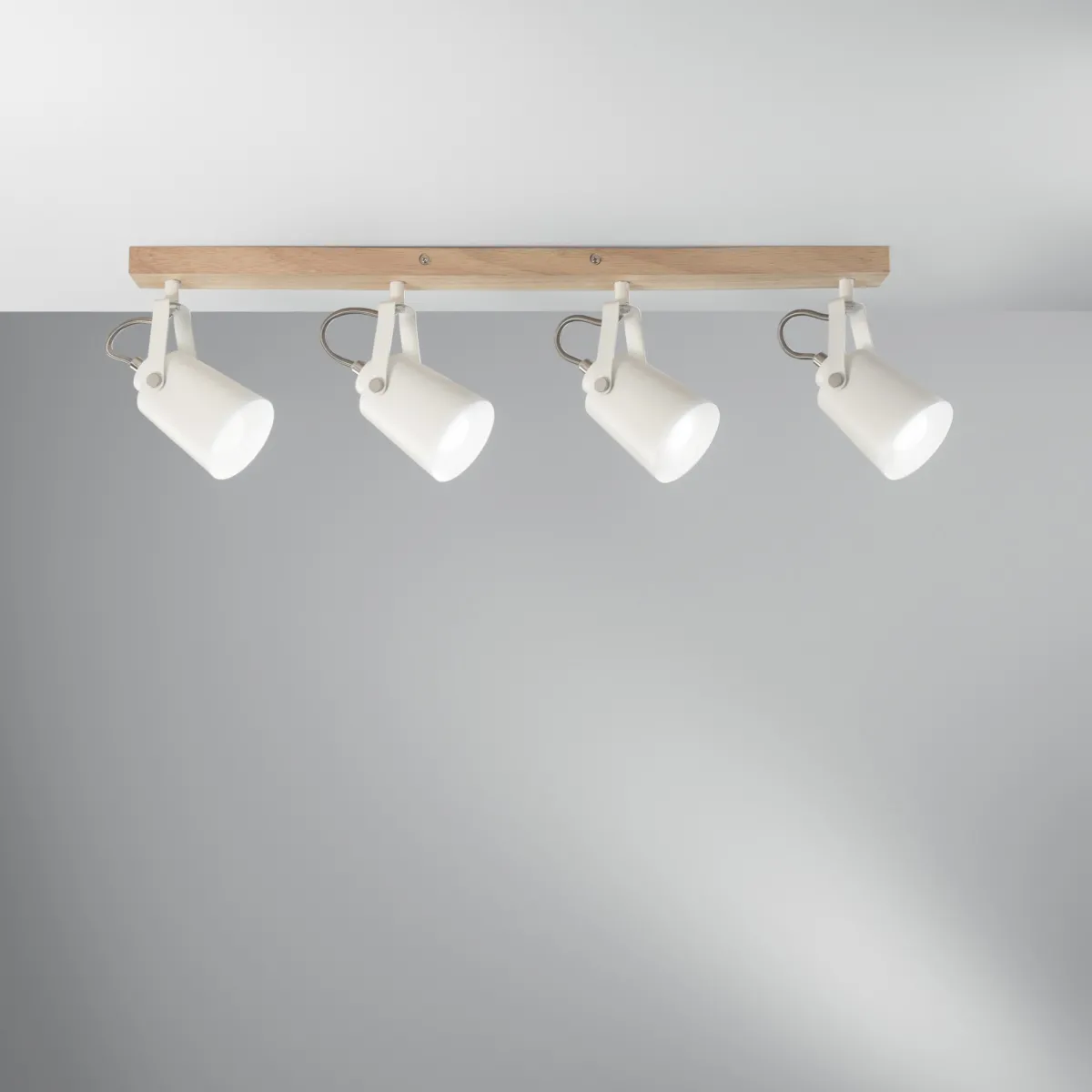 Moderne Wandleuchte 4xE14 in Weiß und Holzoptik |...