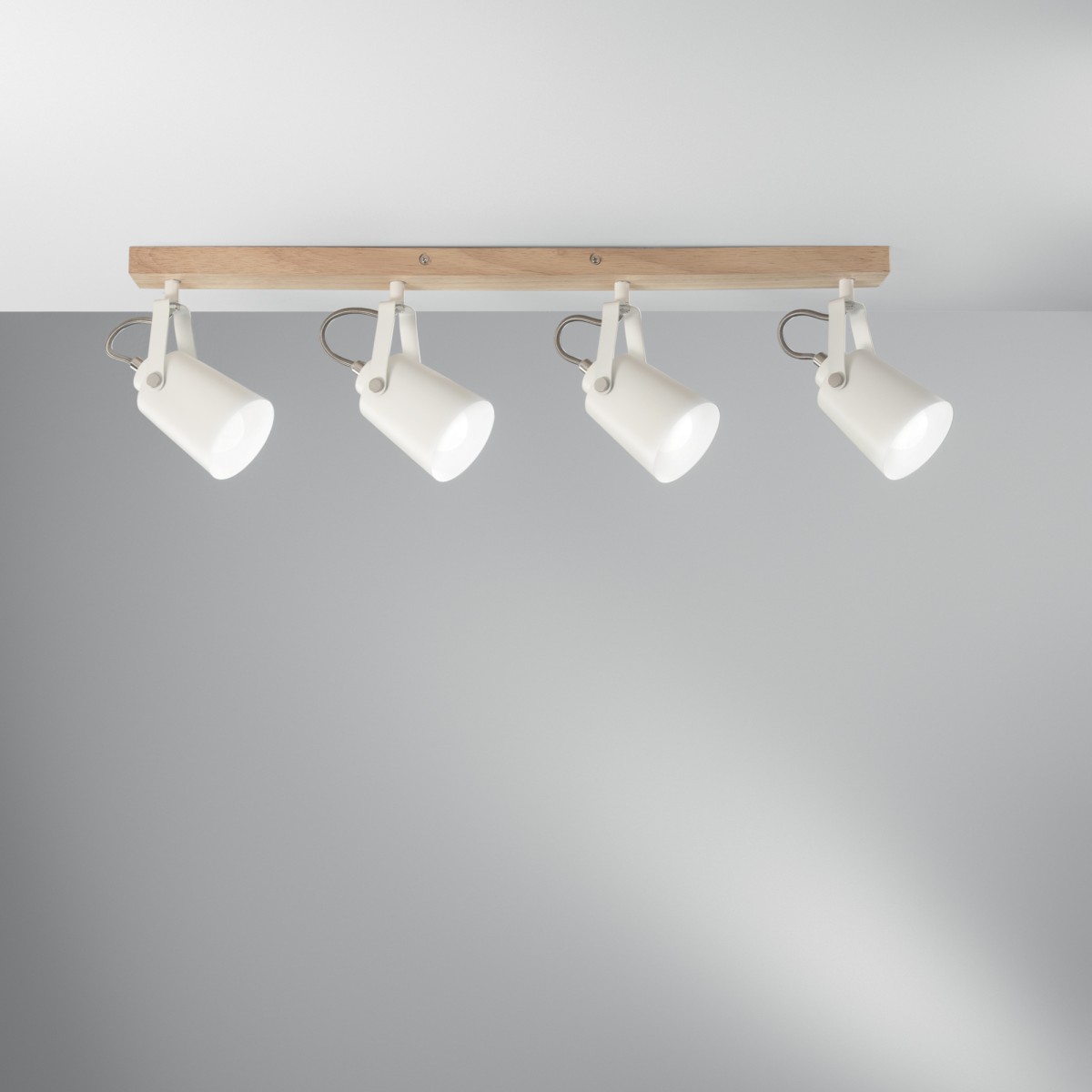 Applique Moderna 4XE14 Bianca ed Effetto Legno | Mondialshop