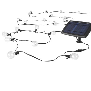 Elektrische Picknick-Lichterkette, schwarz, mit Solarpanel, 25 x E12, 0,3 W, 3000 K, IP44, 762 cm