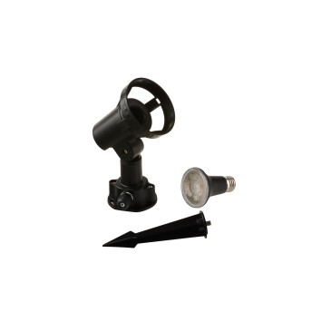 Projecteur LED GRUBB noir 1XE27 7W 510LM 4000K avec pointe 9,3 x 11,7 x 15,3 cm