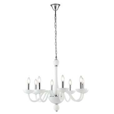 Lustre Alfiere blanc/chrome 8 x E14 74 x 178 cm