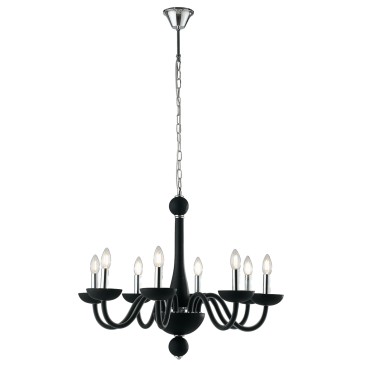ALFIERE KRONLEUCHTER SCHWARZ/CHROM 8XE14 74X178CM