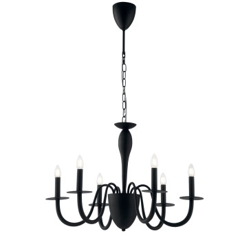 LAMPADARIO ARMSTRONG NERO 6XE14 78X150CM