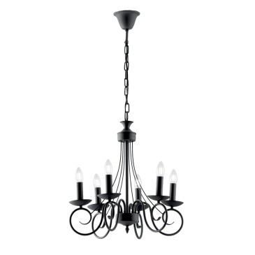 LAMPADARIO BEATRICE ANTRACITE 6XE14 50X120CM
