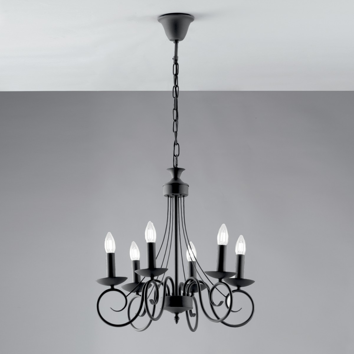 LAMPADARIO BEATRICE ANTRACITE 6XE14 50X120CM