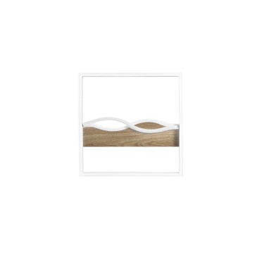 Plafonnier LED carré Hawaii blanc/bois 40 W 5120 lm 40 x 40 x 6,3 cm