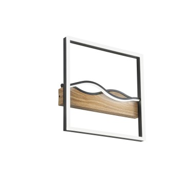 Plafonnier LED carré Hawaii noir/bois 40 W 5120 lm 40 x 40 x 6,3 cm