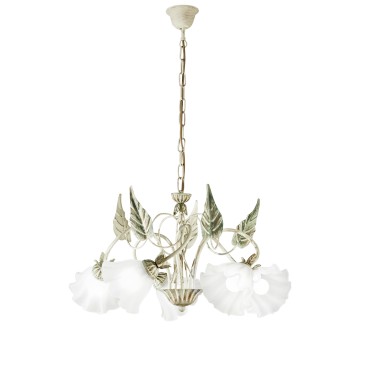 LAMPADARIO ISOTTA AVORIO 5XE14 62X100CM