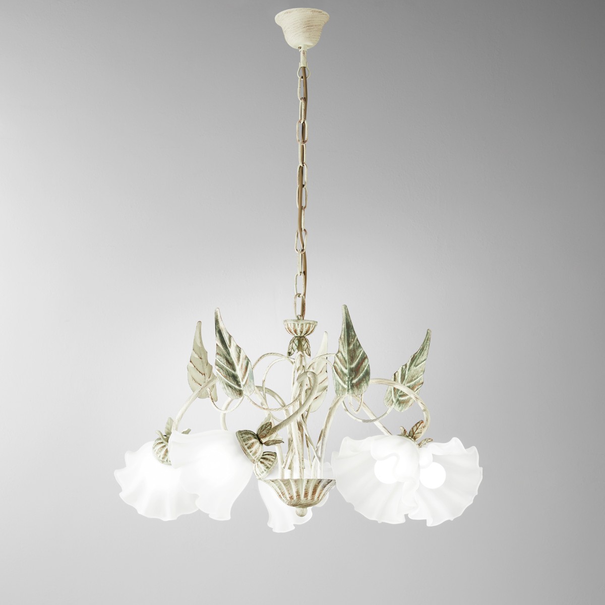 LAMPADARIO ISOTTA AVORIO 5XE14 62X100CM