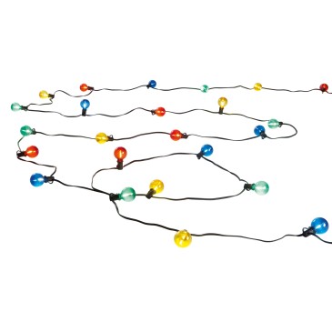Guirlande lumineuse électrique noire 25 x E12 0,3 W, lumières rouge, jaune, verte et bleue, IP44, 762 cm