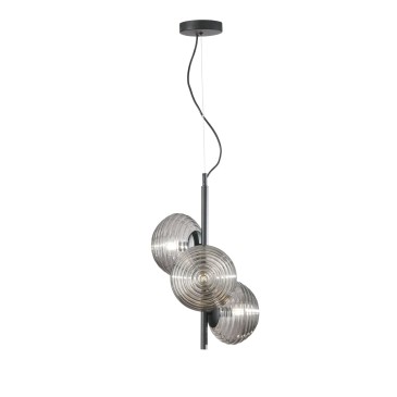 Suspension à ondulations noires 3XE27 32,5 x 32,5 x 165 cm