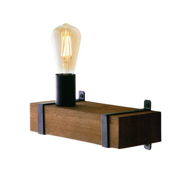 Applique murale E27 en bois noir et naturel | Mondialshop