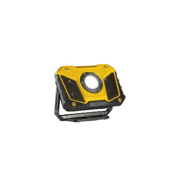 Projecteur LED portable en forme de taureau, jaune/noir, 15 W, 1200 lm, 6500 K, à intensité variable, avec haut-parleur et batte