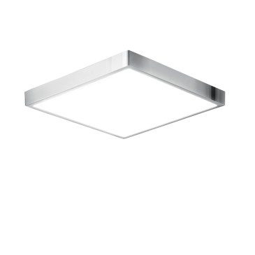 DOMO Chrom-LED-Deckenleuchte, quadratisch, 24 W, 2700 lm, 4000 K, Schutzart IP44, 24 x 24 x 2,4 cm