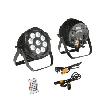 Projecteur LED rechargeable 9 x 18 W RGBW + UV Wi-Fi IP65 28 x 11,5 x 29 cm