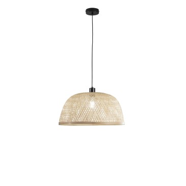 Metall-Bambus-Aufhängung + Bambus-Lampe (1 x E27, 40 W), Abmessungen: Durchmesser 48 x Höhe 22 cm, Struktur: Durchmesser 48 x Hö
