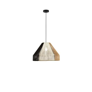 SOSPENSIONE COCONUT NERO+MARRONE+BIANCO IN METALLO 1XE27 40W LAMP SIZE Dia45xH30CM STRUTTURA 45x45x220CM