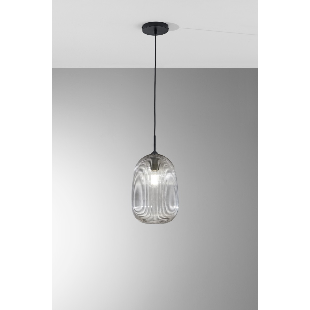 Suspension en verre Duke Grey 1XE27 D21X200CM