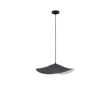 SOSPENSIONE LENGLEN IN FELTRO NERO CAVO 2M PARALUME 50CM 1XE27