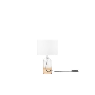 Londoner Bernsteinglaslampe mit Stoffschirm, 1xE14-Fassung, Durchmesser 18 x 30,1 cm, Lampenschirm: Durchmesser 18 x 15 cm