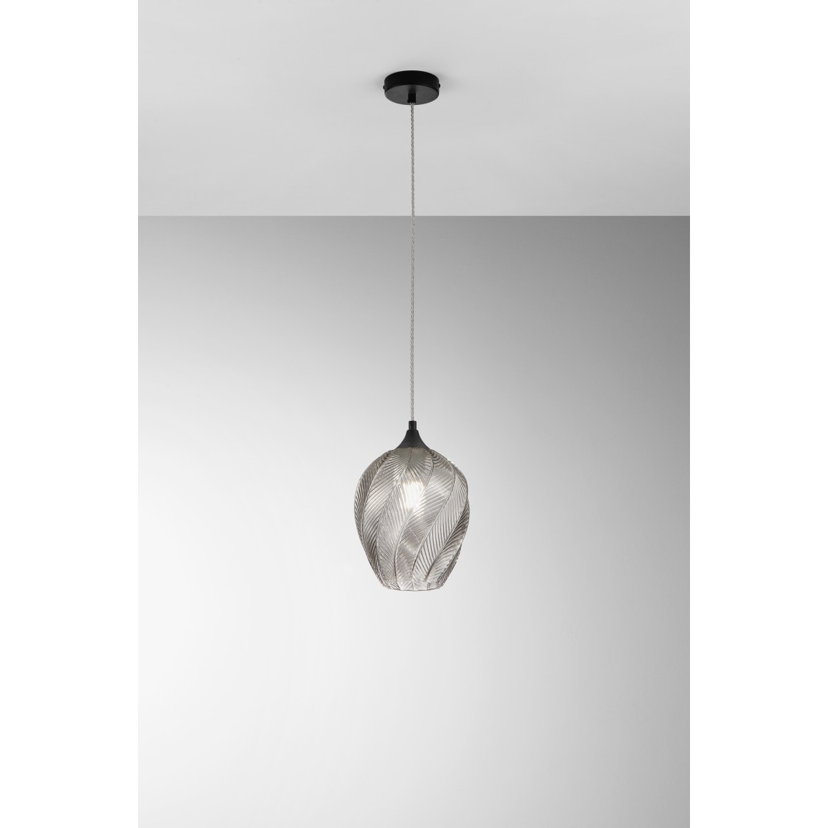 SOSPENSIONE MAJESTY GRIGIA IN VETRO 1XE27 20X120CM