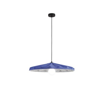 Suspension Wimbledon en feutre bleu, câble de 2 m, abat-jour de 69 cm, 1 ampoule E27