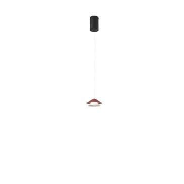Suspension LED ATREO rouge et beige en métal et aluminium 5W 3000K D13 x 200 cm