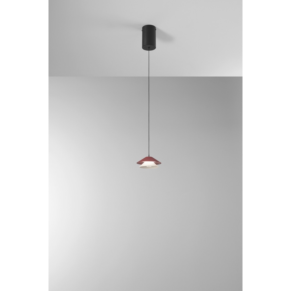 SOSPENSIONE LED ATREO ROSSO+BEIGE IN METALLO E ALLUMINIO...
