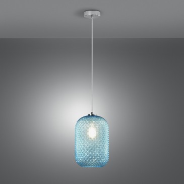 SOSPENSIONE ASHFORD OVALE AZZURRA 1XE27 20X150CM