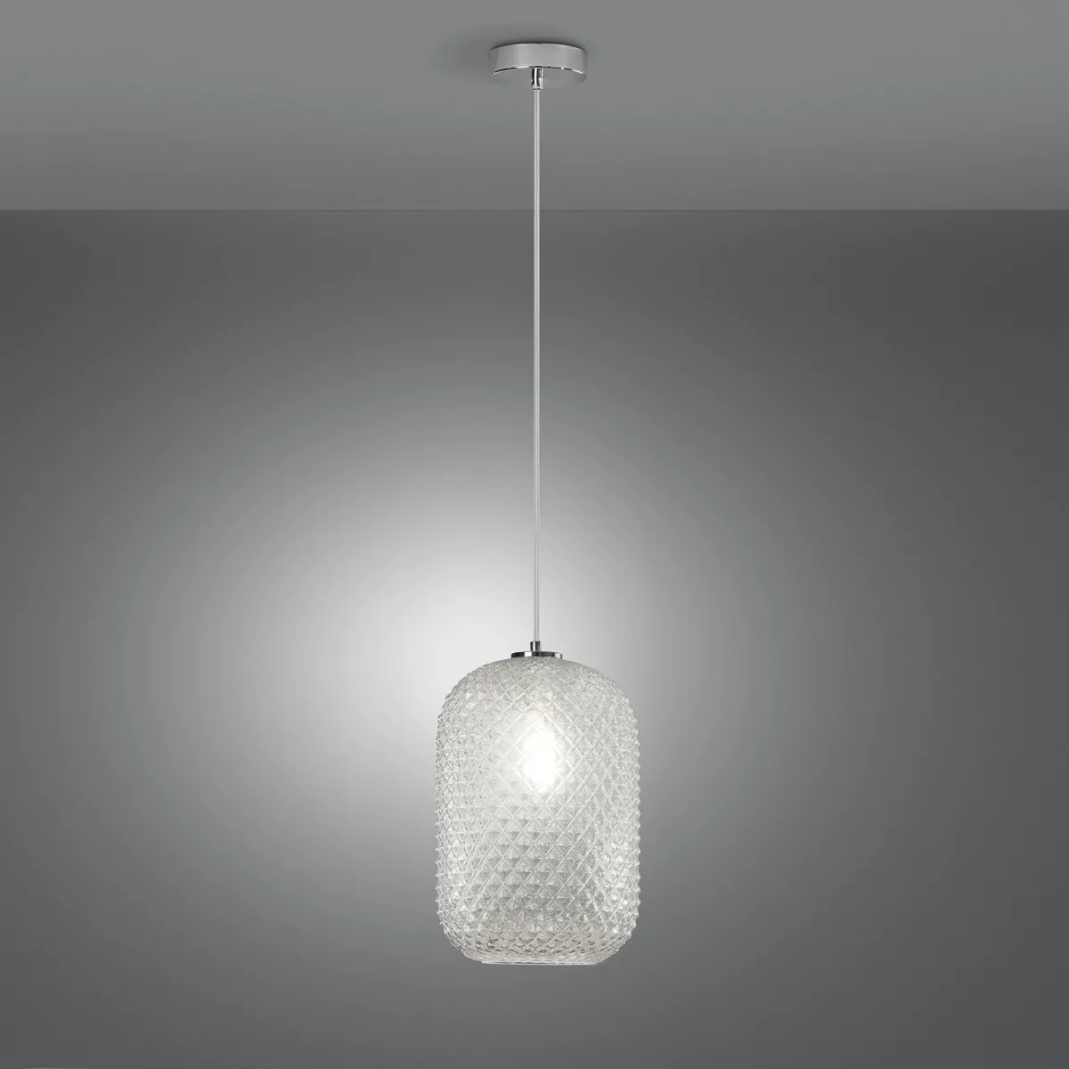 SOSPENSIONE ASHFORD OVALE TRASPARENTE 1XE27 20X150CM
