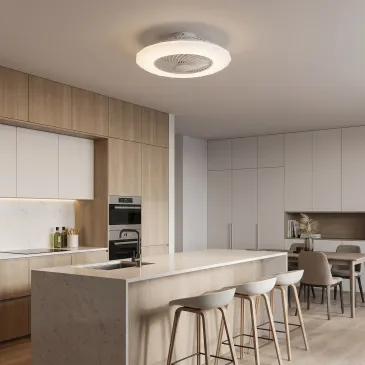 Plafoniera a led con ventilatore integrato dotato di telecomando