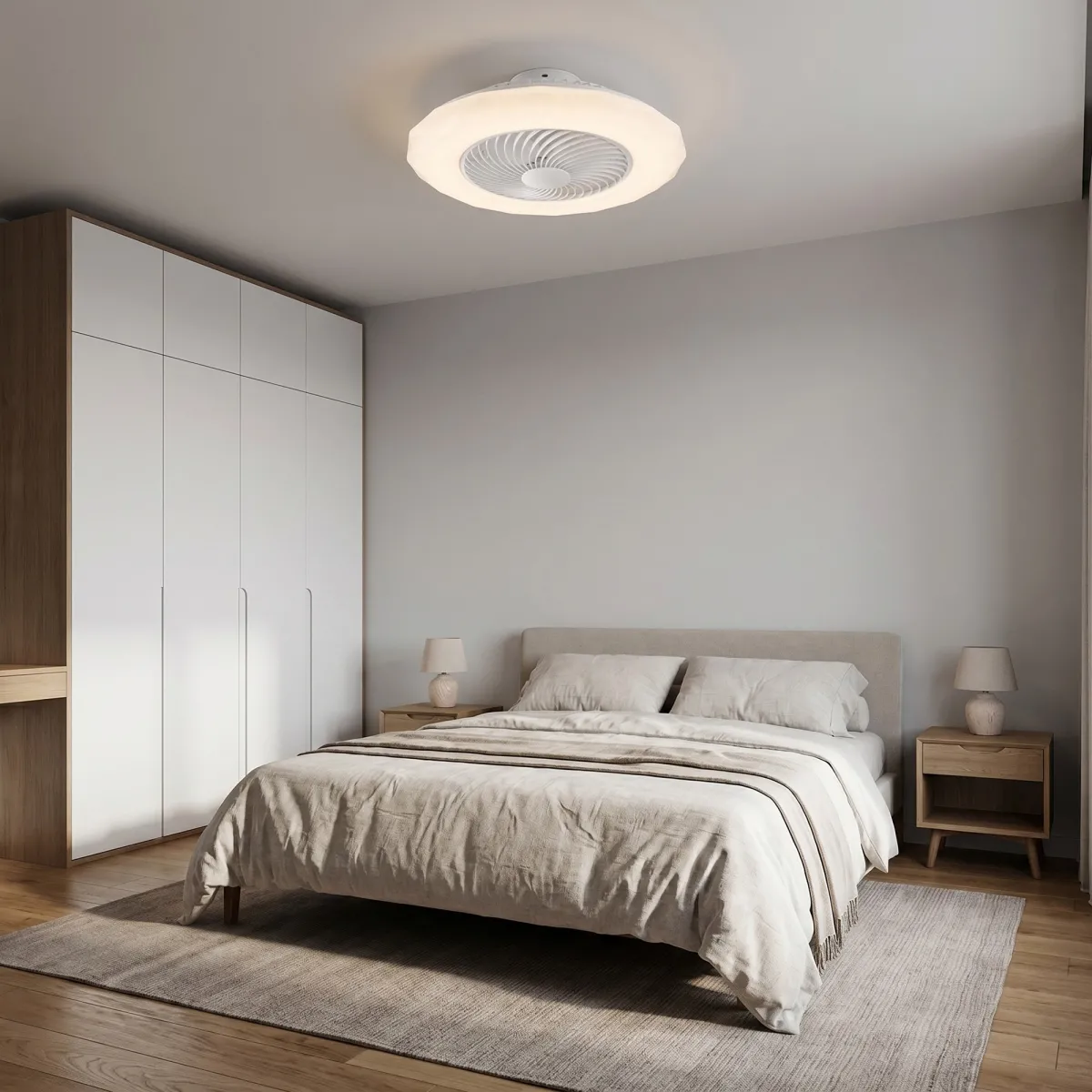 Ambientazione plafoniera led bianca con ventilatore...