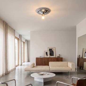 Plafonnier 1xE27 Blanc ou Chrome | MondialShop